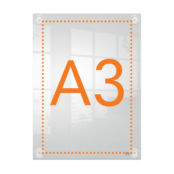 Porta Póster Acrílico Transparente Mural Removible, A3 Transparente