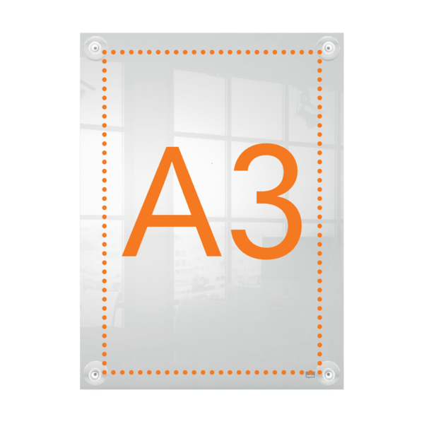 Porta Póster Acrílico Transparente Mural Removible, A3 Transparente