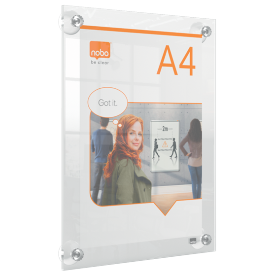 Porta Póster Acrílico Transparente Mural Removible, A4 Transparente