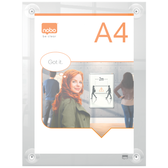 Porta Póster Acrílico Transparente Mural Removible, A4 Transparente