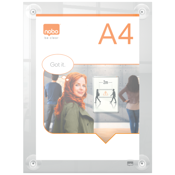 Porta Póster Acrílico Transparente Mural Removible, A4 Transparente