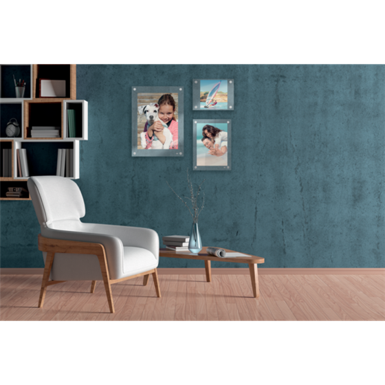 Porta Póster Acrílico Transparente Mural, A5 Transparente