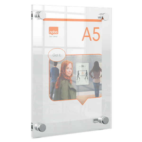 Porta Póster Acrílico Transparente Mural, A5 Transparente