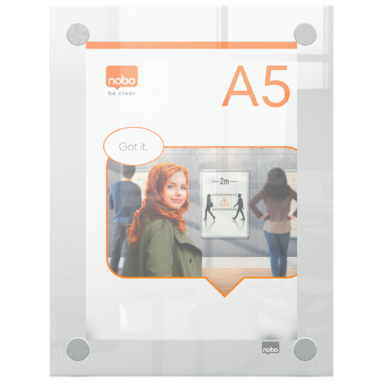 Porta Póster Acrílico Transparente Mural, A5 Transparente