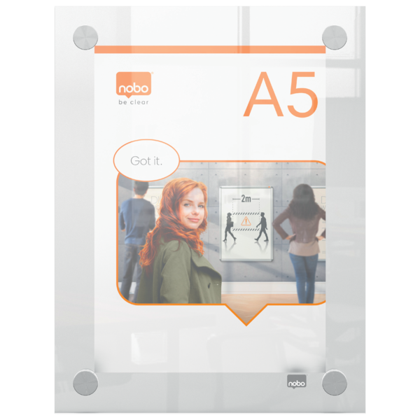 Porta Póster Acrílico Transparente Mural, A5 Transparente