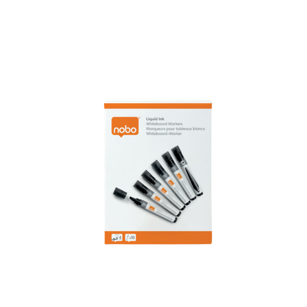 Rotuladores De Tinta Líquida Nobo Con Punta Biselada, 10 Unidades Negro