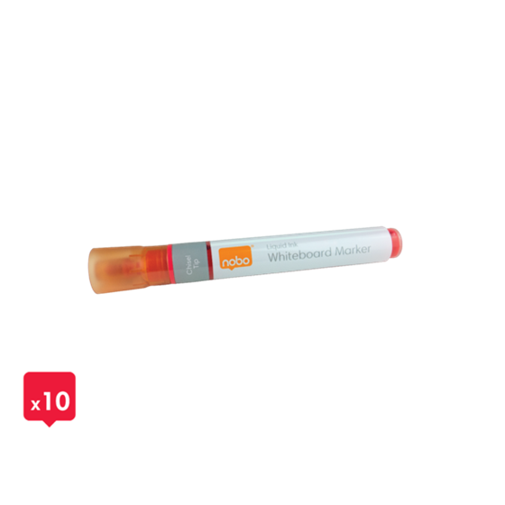 Rotuladores De Tinta Líquida Nobo Con Punta Biselada, 10 Unidades Rojo