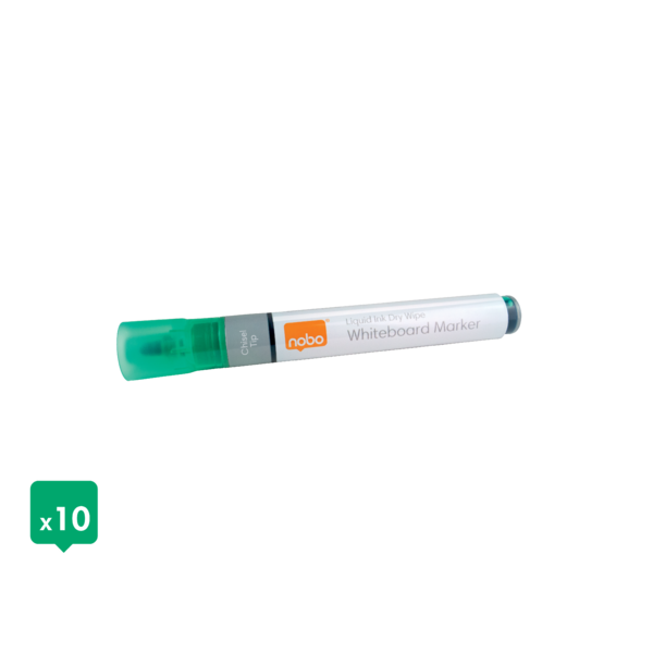 Rotuladores De Tinta Líquida Nobo Con Punta Biselada, 10 Unidades Verde