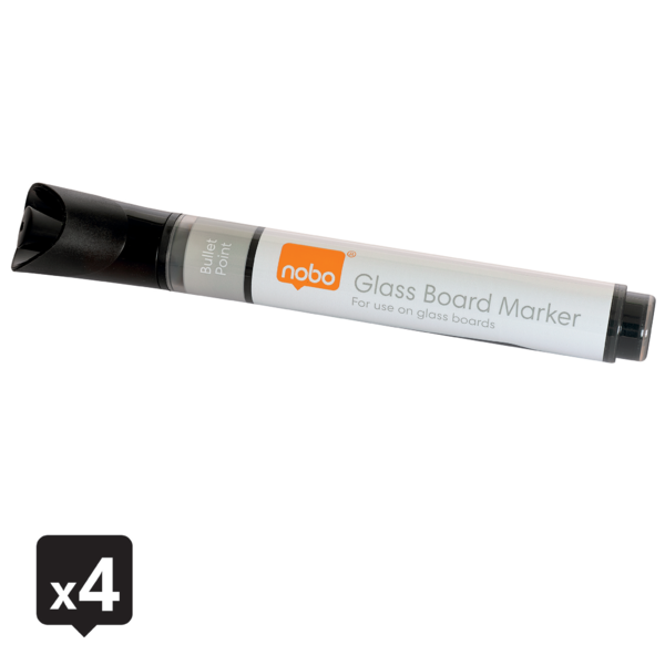 Rotuladores De Tinta Líquida Para Pizarra Blanca Nobo Con Punta Redondeada 4 Unidades Negro