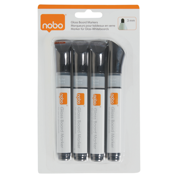 Rotuladores De Tinta Líquida Para Pizarra Blanca Nobo Con Punta Redondeada 4 Unidades Negro