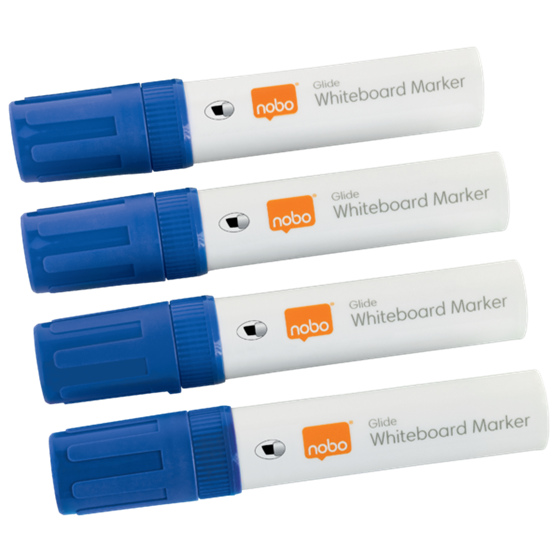 Rotuladores Glide Jumbo Nobo Con Punta Biselada, 4 Unidades Azul