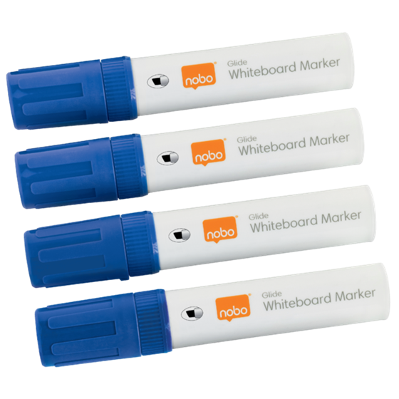 Rotuladores Glide Jumbo Nobo Con Punta Biselada, 4 Unidades Azul