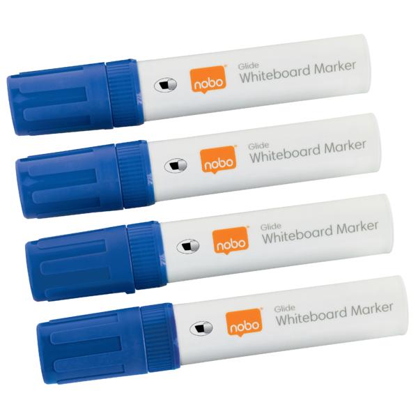 Rotuladores Glide Jumbo Nobo Con Punta Biselada, 4 Unidades Azul