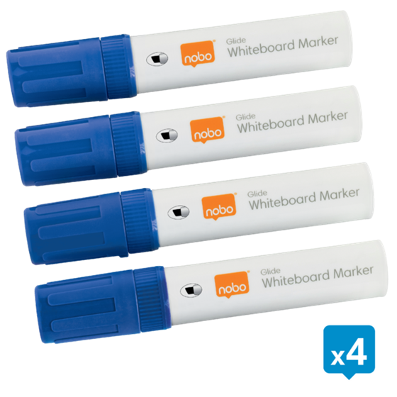 Rotuladores Glide Jumbo Nobo Con Punta Biselada, 4 Unidades Azul
