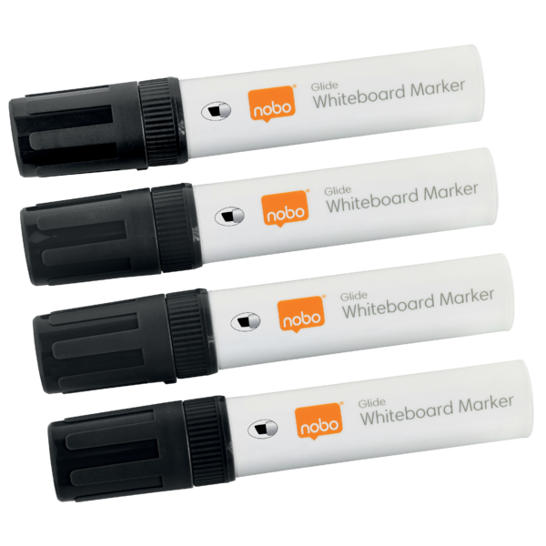 Rotuladores Glide Jumbo Nobo Con Punta Biselada, 4 Unidades Negro