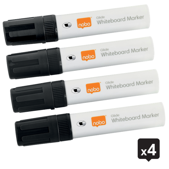 Rotuladores Glide Jumbo Nobo Con Punta Biselada, 4 Unidades Negro