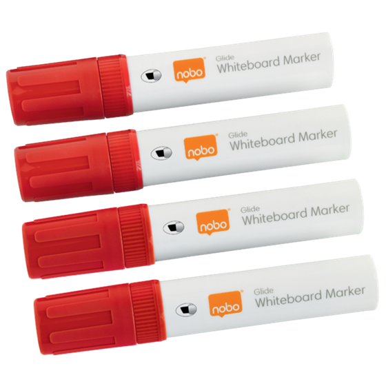 Rotuladores Glide Jumbo Nobo Con Punta Biselada, 4 Unidades Rojo