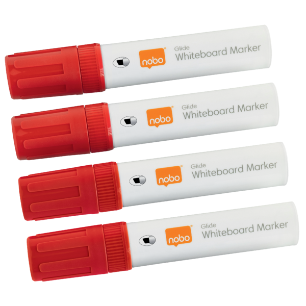 Rotuladores Glide Jumbo Nobo Con Punta Biselada, 4 Unidades Rojo