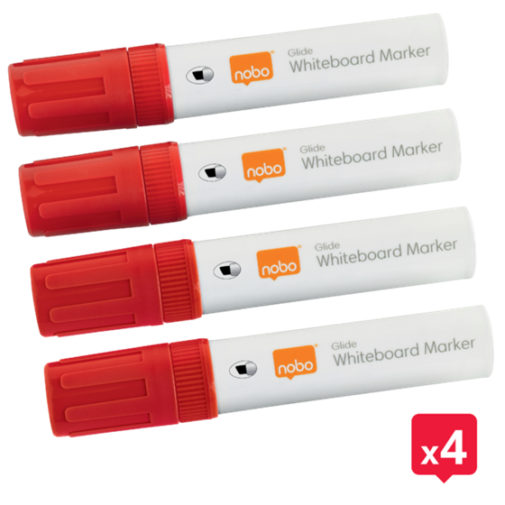 Rotuladores Glide Jumbo Nobo Con Punta Biselada, 4 Unidades Rojo