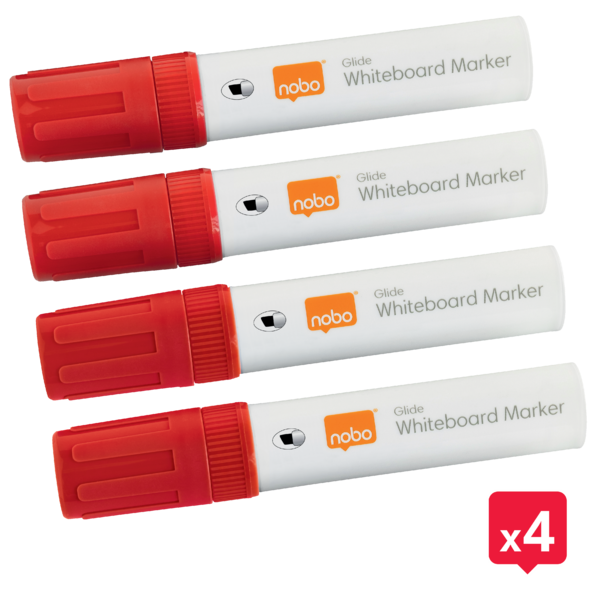 Rotuladores Glide Jumbo Nobo Con Punta Biselada, 4 Unidades Rojo