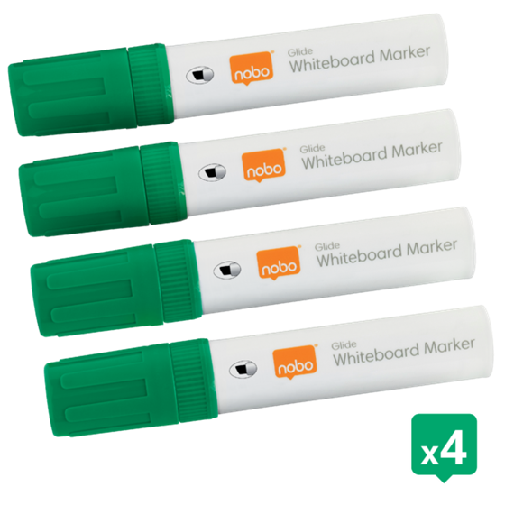 Rotuladores Glide Jumbo Nobo Con Punta Biselada, 4 Unidades Verde