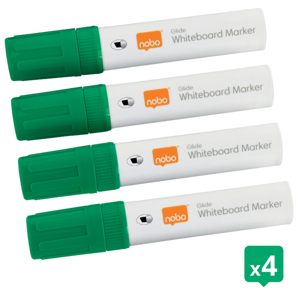 Rotuladores Glide Jumbo Nobo Con Punta Biselada, 4 Unidades Verde