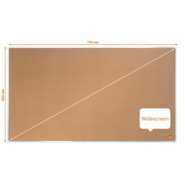 Tablero De Anuncios De Corcho De Formato Panorámico Nobo Impression Pro De 710X400 Mm Natural