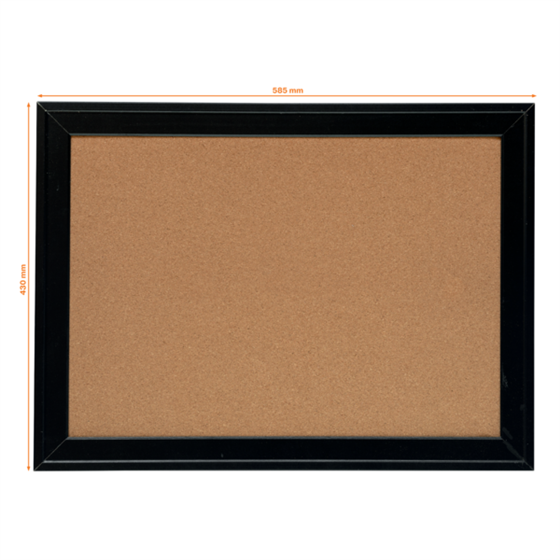 Tablero De Anuncios De Corcho Pequeño De Nobo Con Marco Negro Contemporáneo, 585X430Mm Natural