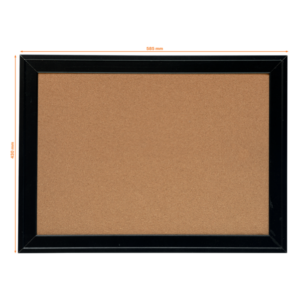 Tablero De Anuncios De Corcho Pequeño De Nobo Con Marco Negro Contemporáneo, 585X430Mm Natural