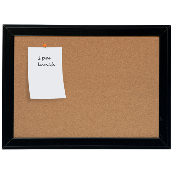 Tablero De Anuncios De Corcho Pequeño De Nobo Con Marco Negro Contemporáneo, 585X430Mm Natural