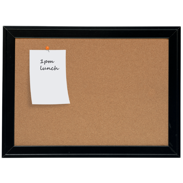 Tablero De Anuncios De Corcho Pequeño De Nobo Con Marco Negro Contemporáneo, 585X430Mm Natural