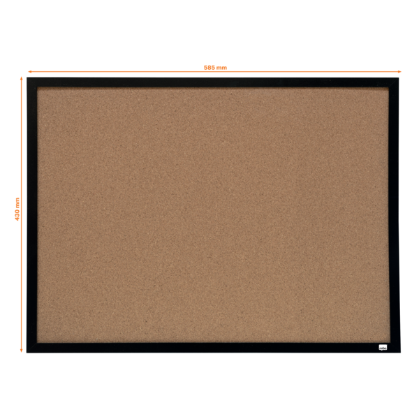 Tablero De Anuncios De Corcho Pequeño De Nobo Con Marco Negro, 585X430Mm Natural