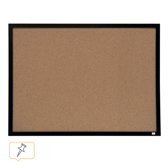 Tablero De Anuncios De Corcho Pequeño De Nobo Con Marco Negro, 585X430Mm Natural