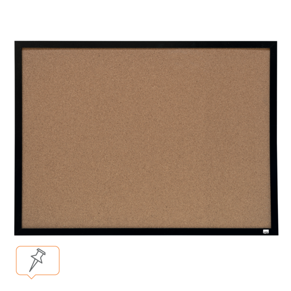 Tablero De Anuncios De Corcho Pequeño De Nobo Con Marco Negro, 585X430Mm Natural
