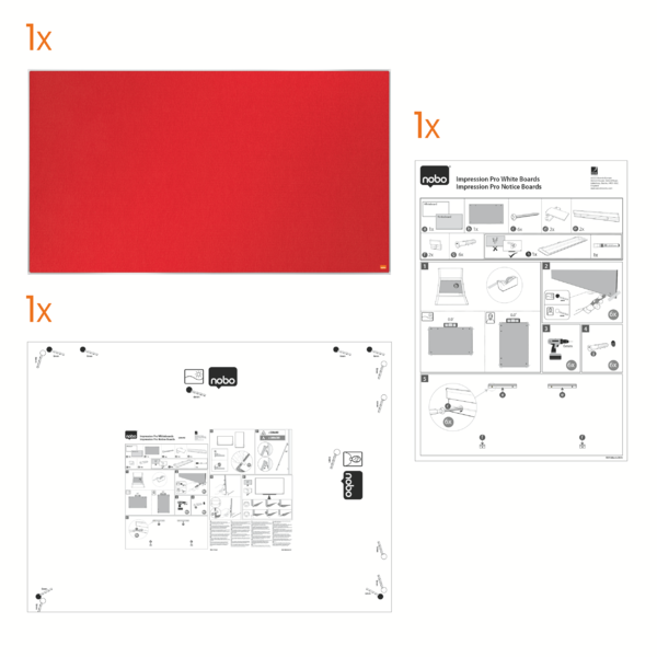 Tablero De Anuncios De Fieltro De Formato Panorámico Nobo Impression Pro De 1220X690 Mm Rojo