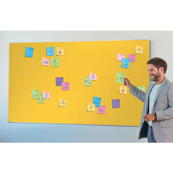 Tablero De Anuncios De Fieltro De Formato Panorámico Nobo Impression Pro De 1550X870 Mm Amarillo