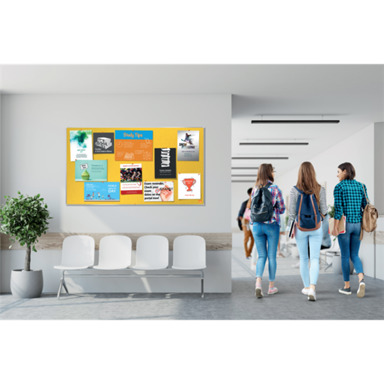 Tablero De Anuncios De Fieltro De Formato Panorámico Nobo Impression Pro De 1550X870 Mm Amarillo