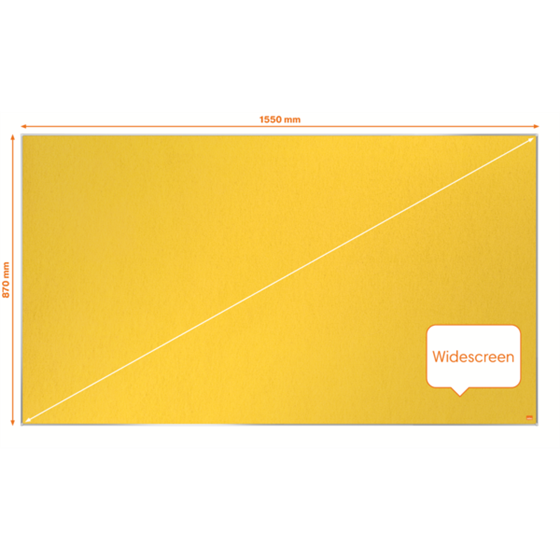 Tablero De Anuncios De Fieltro De Formato Panorámico Nobo Impression Pro De 1550X870 Mm Amarillo