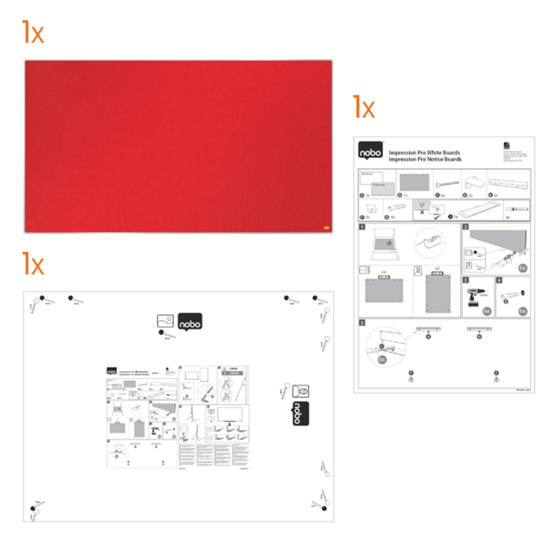 Tablero De Anuncios De Fieltro De Formato Panorámico Nobo Impression Pro De 1550X870 Mm Rojo