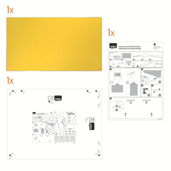 Tablero De Anuncios De Fieltro De Formato Panorámico Nobo Impression Pro De 1880X1060 Mm Amarillo