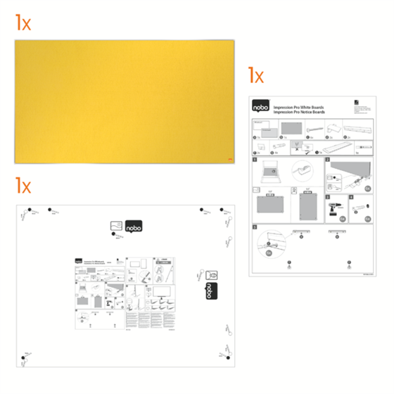 Tablero De Anuncios De Fieltro De Formato Panorámico Nobo Impression Pro De 890X500 Mm Amarillo