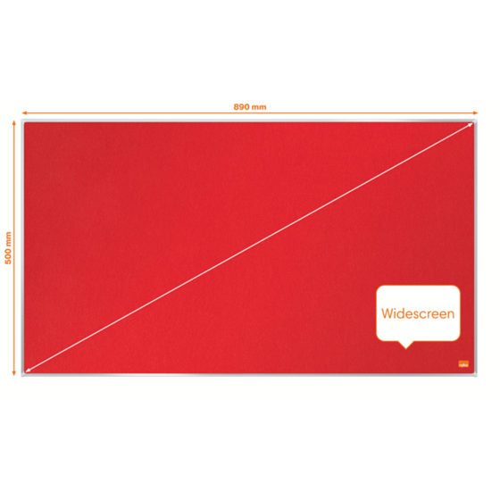 Tablero De Anuncios De Fieltro De Formato Panorámico Nobo Impression Pro De 890X500 Mm Rojo