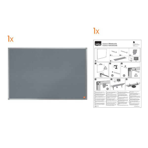Tablero De Anuncios De Fieltro Nobo Essence De 2400X1200 Mm Gris