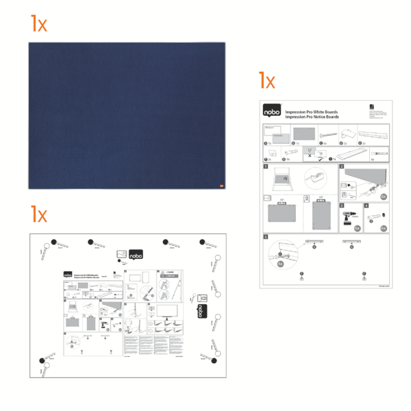 Tablero De Anuncios De Fieltro Nobo Impression Pro De 1800X1200 Mm Azul