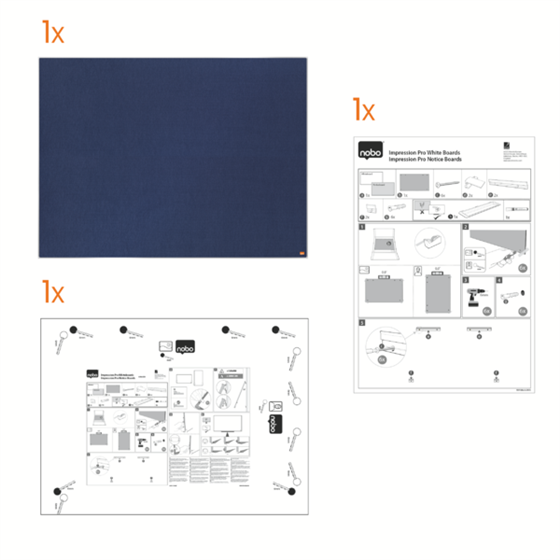 Tablero De Anuncios De Fieltro Nobo Impression Pro De 900X600 Mm Azul