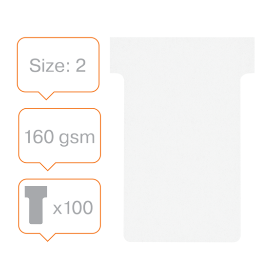 Tarjetas De Planificación Nobo T-Card - Tamaño 2 Blanco