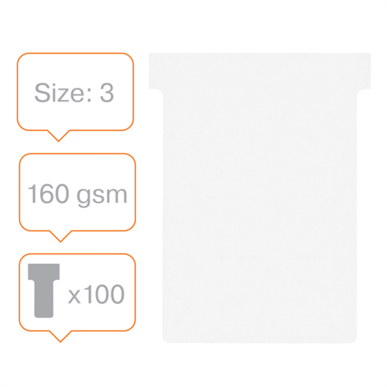 Tarjetas De Planificación Nobo T-Card - Tamaño 3 Blanco