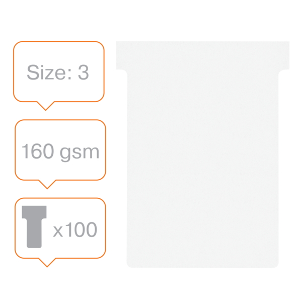 Tarjetas De Planificación Nobo T-Card - Tamaño 3 Blanco