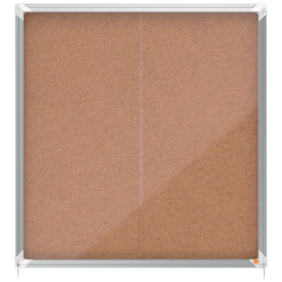 Vitrina De Interior Nobo Para 12 Hojas A4 Con Superficie De Corcho Y Puerta Deslizante Natural