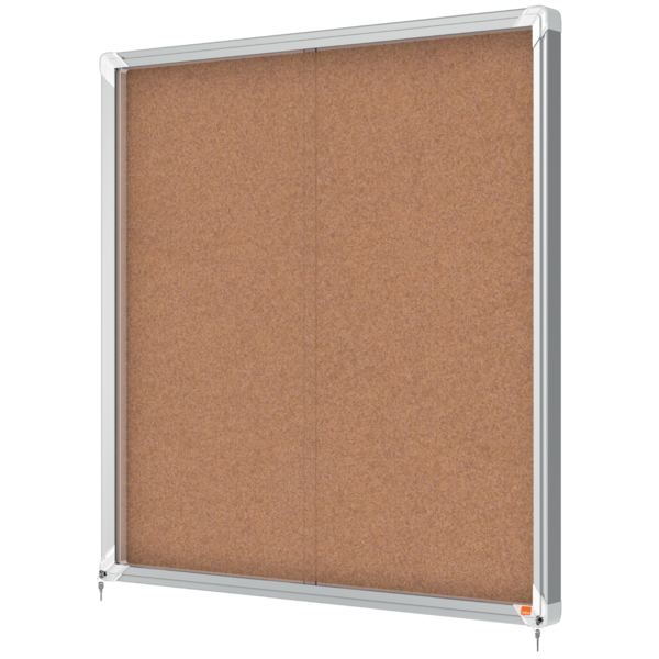 Vitrina De Interior Nobo Para 12 Hojas A4 Con Superficie De Corcho Y Puerta Deslizante Natural